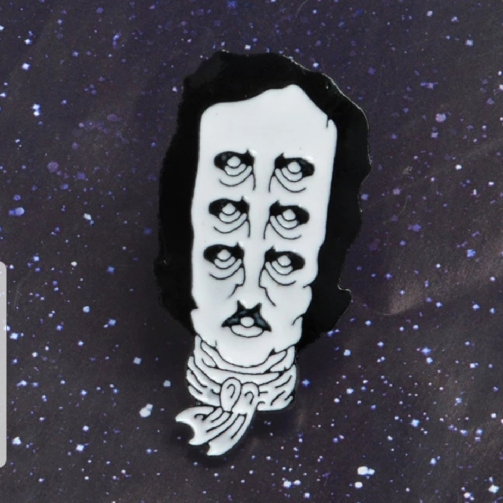Edgar Allan Poe enamel lapel pin brooch gothic